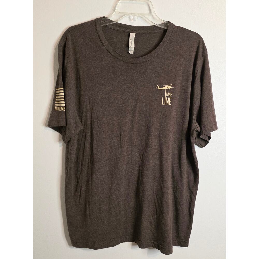 Canvas Bella Canvas Nine Line Short Sleeve T-Shirt Men's Size XL Brown Americana